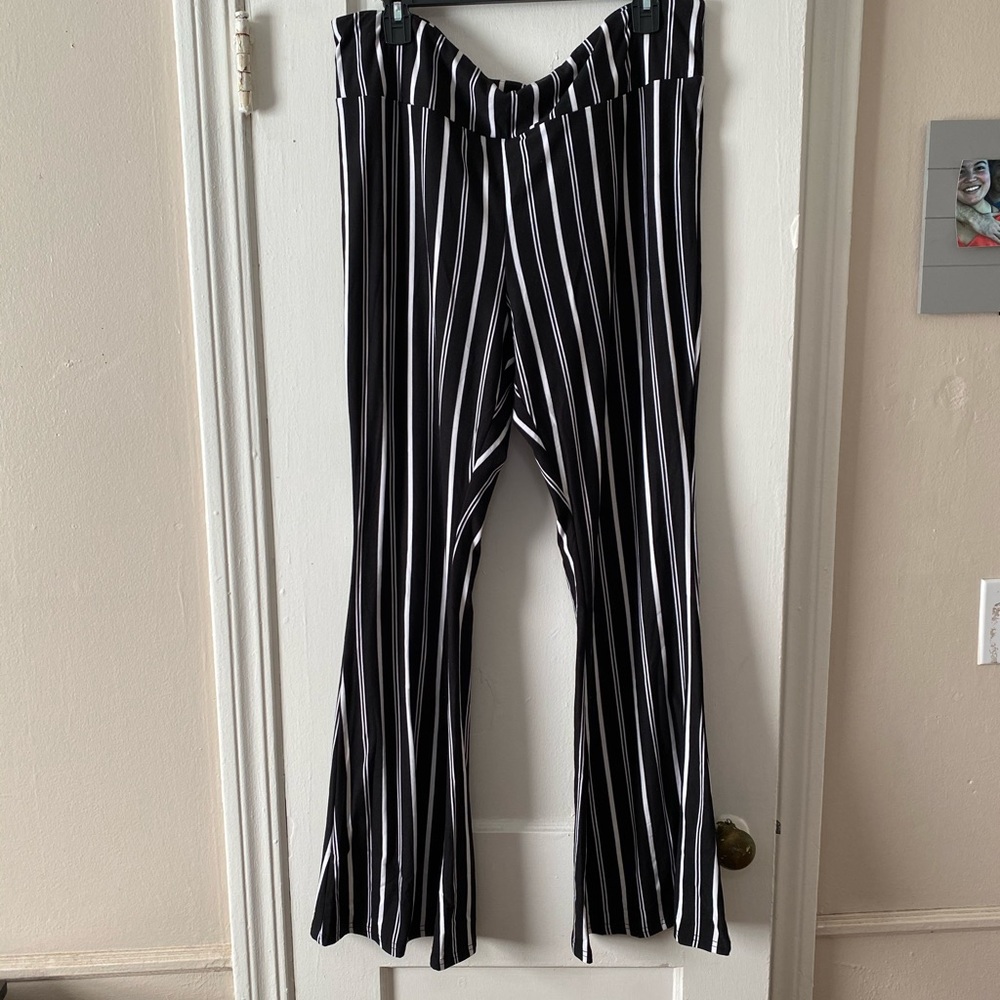 Striped bell bottom pants